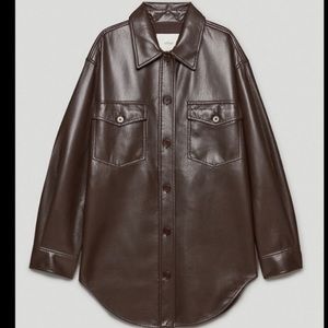 aritzia wilfred ganna leather shirt jacket